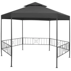 Tectake Gartenpavillon Siana Ø 350 Cm - Anthrazit - 403265 -Tectake 719eefbf 18b9 4bc4 817b 28c070fdec8c