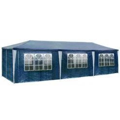 Tectake Garten Pavillon 9x3m Mit 8 Seitenteilen - Blau - 400935