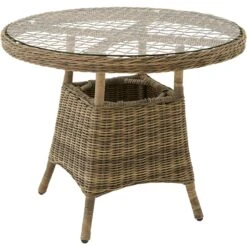 Tectake Aluminium Gartentisch Mit Abnehmbarer Glasplatte 91x73,5cm - Natur - 403640