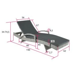 Tectake Aluminium Rattan Sonnenliege Océane - Hellgrau - 403855 -Tectake 763d2ff3 4669 465c a9bd ead7f54f8c17
