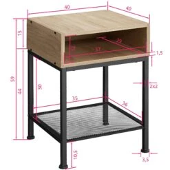 Tectake Nachttisch Harlow 40,5x40,5x52,5cm - Industrial Holz Hell, Eiche Sonoma - 404361 -Tectake 764a0d0d a504 4806 ad47 1714fb696552