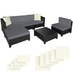 Tectake Rattan Lounge Mit Aluminiumgestell Inkl. Bezüge In 2 Farben - Natur - 403743 -Tectake 78074c0b 8c75 4947 9b1f 7f4fbb5f721d 7