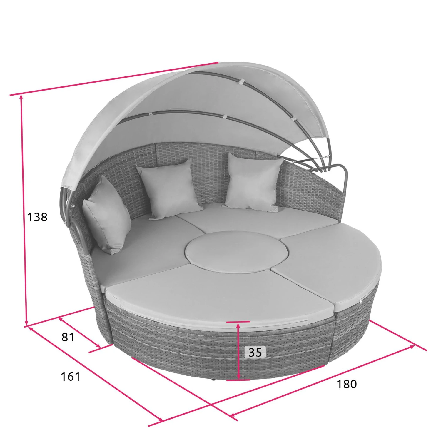 Tectake Sonneninsel Rattan Mit Aluminiumgestell Und Sonnendach - Schwarz - 403423 6 Tectake Sonneninsel Rattan Mit Aluminiumgestell Und Sonnendach - Schwarz - 403423 – Bild 6