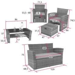 Tectake Rattan Sitzgruppe Modena 3+2+1 Inkl. Schutzhülle - Hellgrau - 403718 -Tectake 7e0dbe0c cca8 42bd 83ef 5356c49cadf9