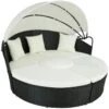 Tectake Sonneninsel Rattan Mit Aluminiumgestell Und Sonnendach - Schwarz - 403423