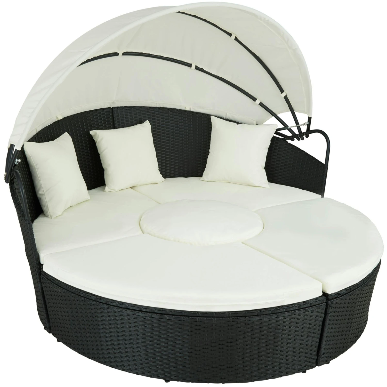 Tectake Sonneninsel Rattan Mit Aluminiumgestell Und Sonnendach - Schwarz - 403423 1 Tectake Sonneninsel Rattan Mit Aluminiumgestell Und Sonnendach - Schwarz - 403423