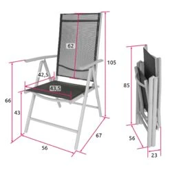 Tectake 4 Aluminium Gartenstühle Klappbar - Schwarz/silber - 401632 -Tectake 8c5b3dc4 6695 41cc 8f7e f82bc78f2a60