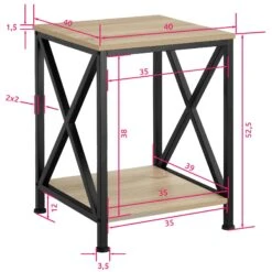 Tectake Beistelltisch Carlton 40,5x40,5x52,5cm - Industrial Holz Hell, Eiche Sonoma - 404359 -Tectake 92f2f38a 7fb6 47c6 94d7 3616893f8ea1
