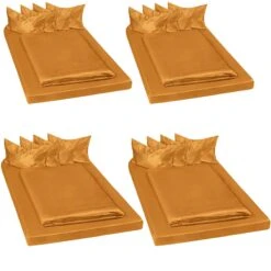 Tectake 4 Bettwäsche-Sets Satin 200x150cm 6-tlg. - Braun - 401921