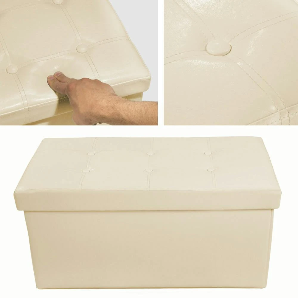 Tectake Faltbarer Sitzhocker Aus Kunstleder Mit Stauraum 80x40x40cm - Beige - 401461 6 Tectake Faltbarer Sitzhocker Aus Kunstleder Mit Stauraum 80x40x40cm - Beige - 401461 – Bild 6