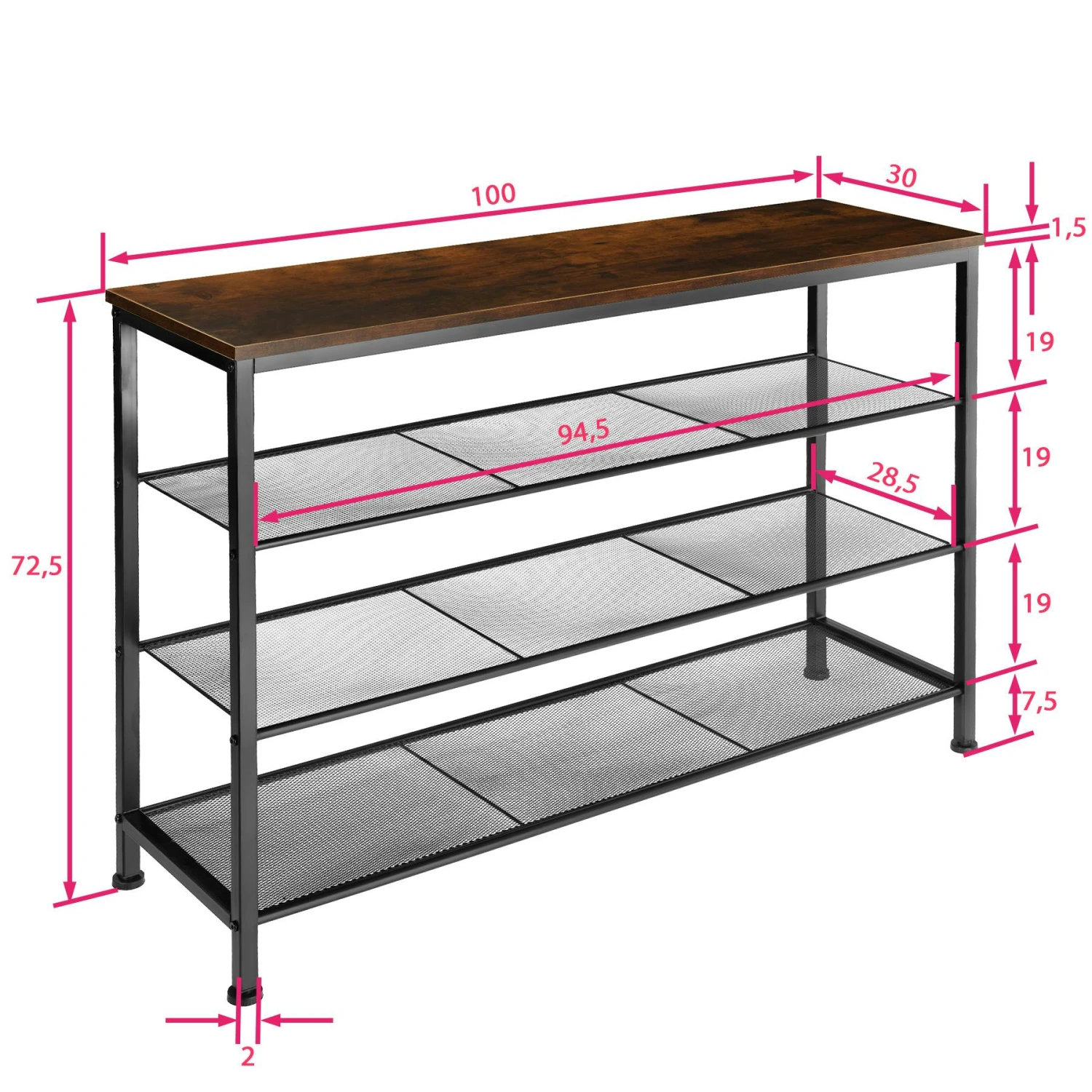 Tectake Schuhregal Portsmouth 100x30,5x72,5cm - Industrial Dunkelbraun - 404287 7 Tectake Schuhregal Portsmouth 100x30,5x72,5cm - Industrial Dunkelbraun - 404287 – Bild 7