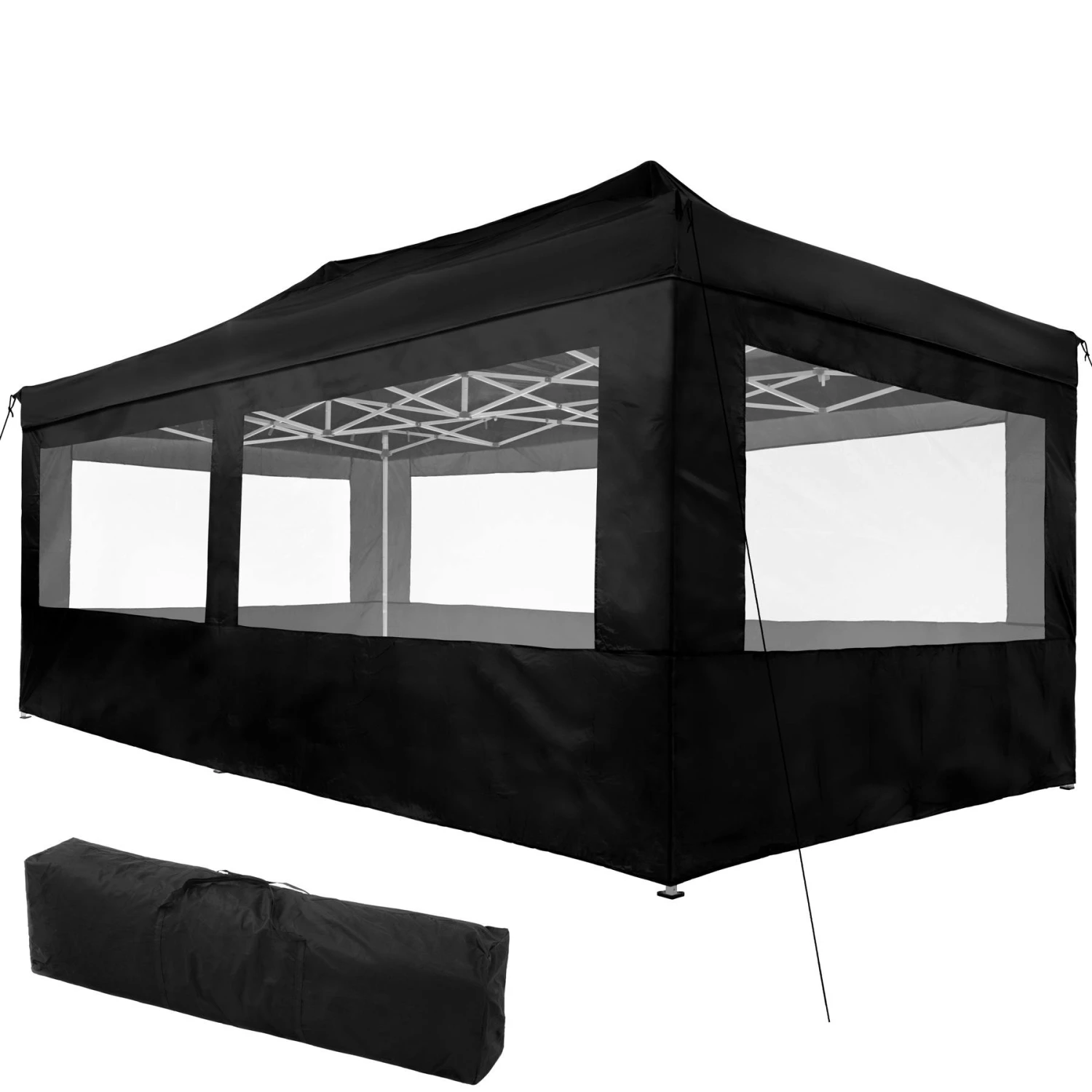 Tectake Faltbarer Garten Pavillon 3x6m Mit 4 Seitenteilen - Schwarz - 403164 1 Tectake Faltbarer Garten Pavillon 3x6m Mit 4 Seitenteilen - Schwarz - 403164