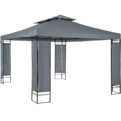 Tectake Gartenpavillon Leyla 390 X 290cm - Braun - 403273 -Tectake a43e047a 68c2 43ca 9b2d a121321df556
