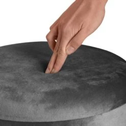 Tectake Sitzhocker Sarina Gepolstert In Samtoptik 300kg Mit Stauraum - Dunkelgrau - 403956 -Tectake a71b617b 2196 4dce b1da 2ca9bd4c4960