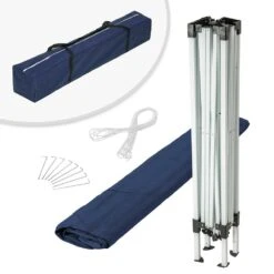 Tectake Faltbarer Garten Pavillon 3x3m - Blau - 401621 -Tectake a96e7c32 8978 4d8c bfe5 f6a0befd78d5