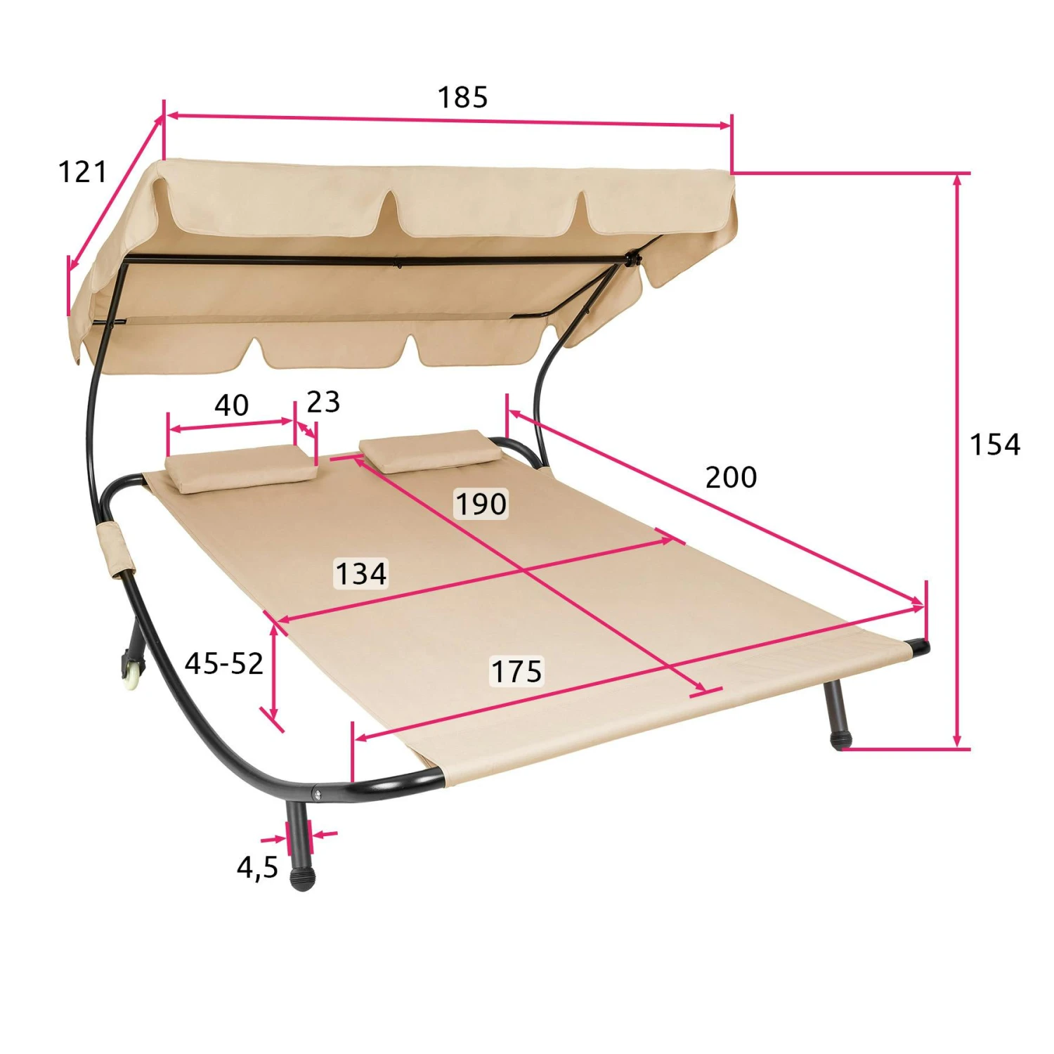 Tectake Gartenliege Für 2 Personen - Beige - 401223 6 Tectake Gartenliege Für 2 Personen - Beige - 401223 – Bild 6