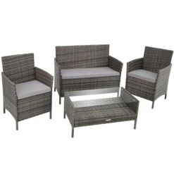Tectake Rattan Sitzgruppe Modena 3+2+1 Inkl. Schutzhülle - Hellgrau - 403718 -Tectake ac7a7cb0 2fbf 4fff b647 28965af7a20b 3