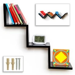 Tectake Wandregal Stufen Laura - Schwarz - 403177 -Tectake b2d98187 af03 4007 b7d0 044dfa652167