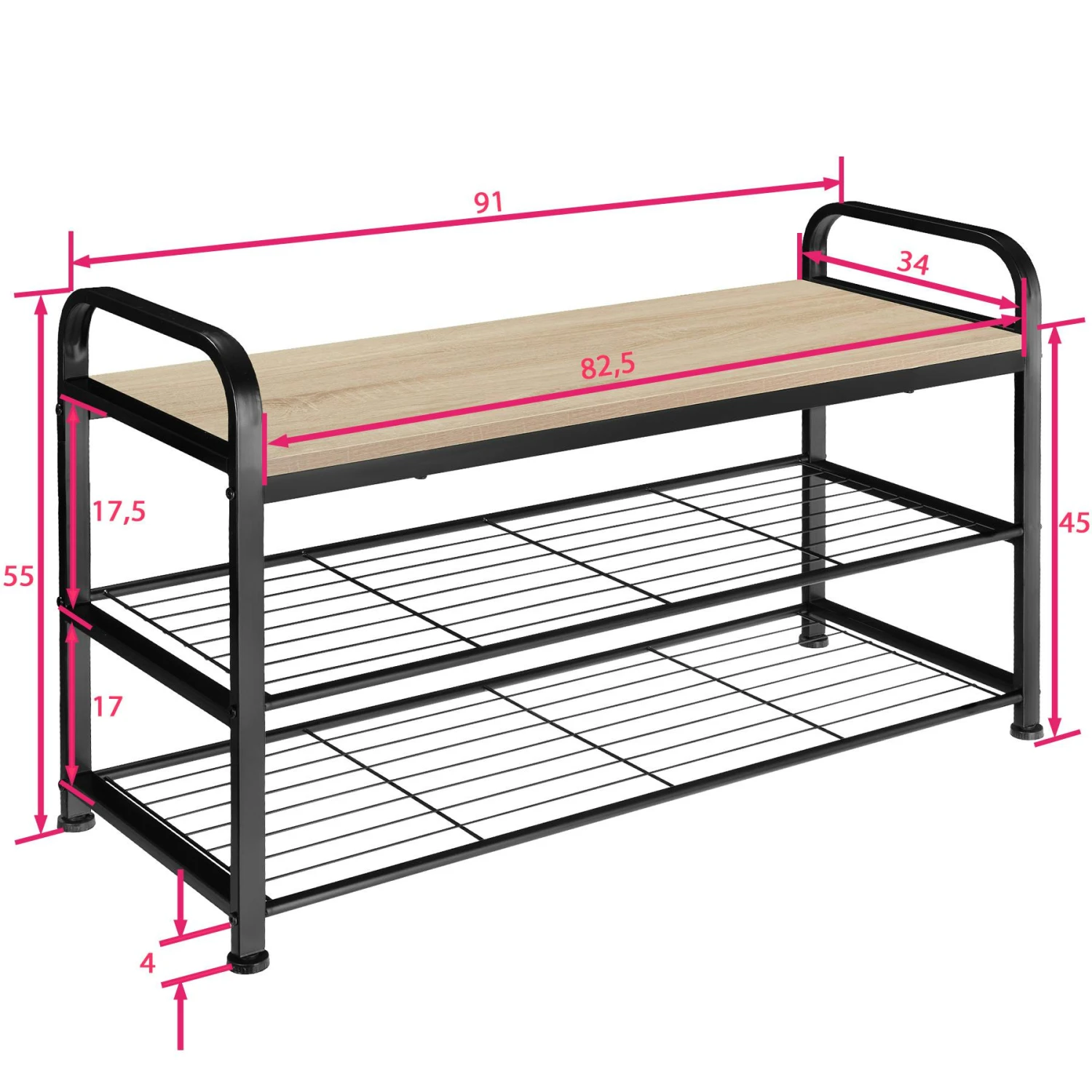 Tectake Schuhregal Southampton 91x36x55cm - Industrial Holz Hell, Eiche Sonoma - 404286 7 Tectake Schuhregal Southampton 91x36x55cm - Industrial Holz Hell, Eiche Sonoma - 404286 – Bild 7