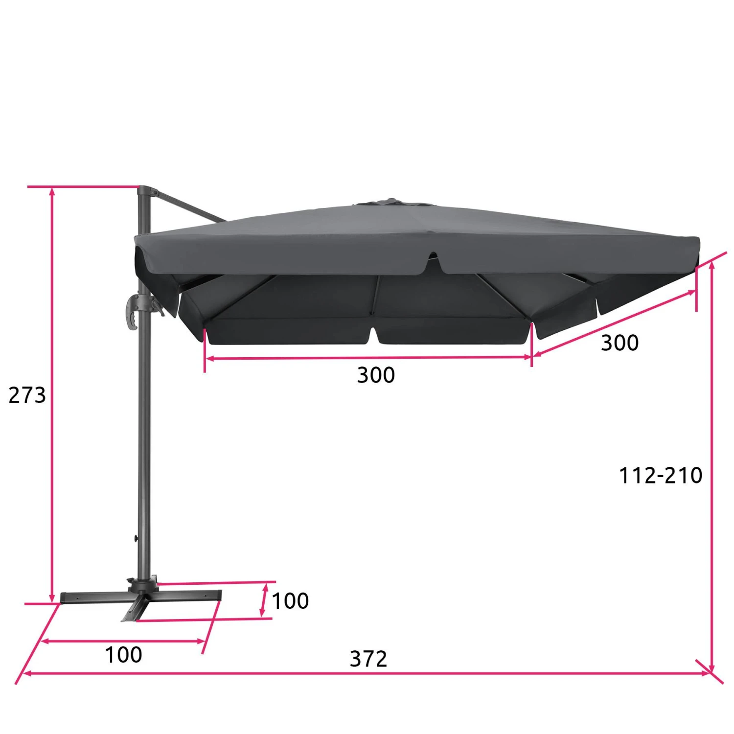 Tectake Sonnenschirm Ampelschirm 424cm Mit Fußpedal - Grau - 402994 6 Tectake Sonnenschirm Ampelschirm 424cm Mit Fußpedal - Grau - 402994 – Bild 6