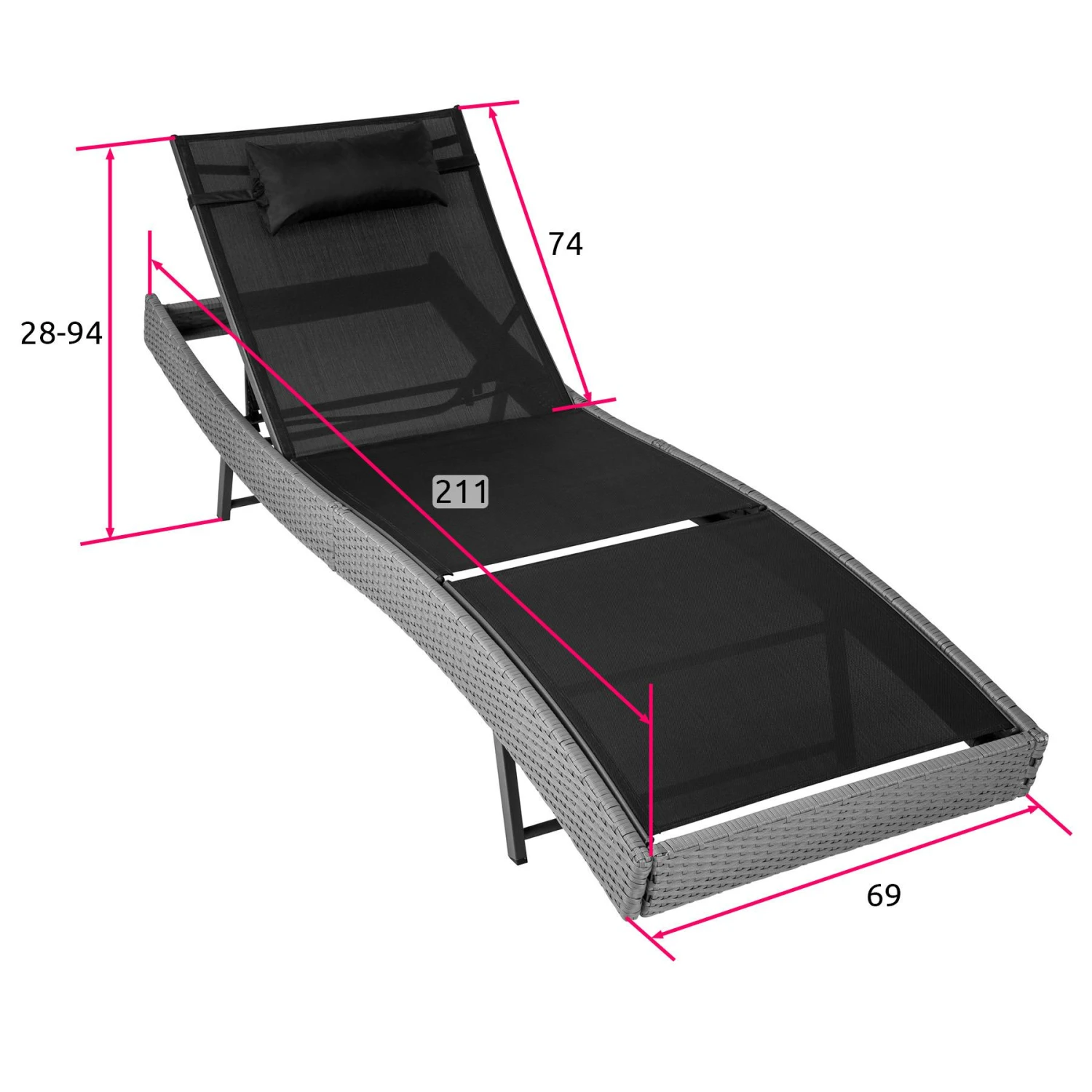 Tectake Sonnenliege Rattan Delphine - Grau - 402055 6 Tectake Sonnenliege Rattan Delphine - Grau - 402055 – Bild 6