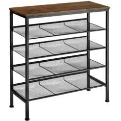 Tectake Schuhregal Bournemouth 75,5x30,5x85,5cm - Industrial Dunkelbraun - 404279