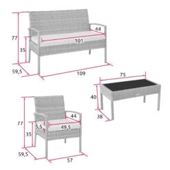 Tectake Rattan Sitzgruppe Sparta 3+1 - Grau - 403398 -Tectake bc6e3a4a a415 4882 88f8 68b959ec2691