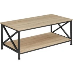 Tectake Couchtisch Pittsburgh 100x55x45,5cm - Industrial Holz Hell, Eiche Sonoma - 404438