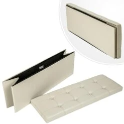 Tectake Faltbare Sitztruhe Aus Kunstleder Mit Stauraum 110x38x38cm - Beige - 401824 -Tectake c2e53245 ffb3 4b11 b226 1a317560451f