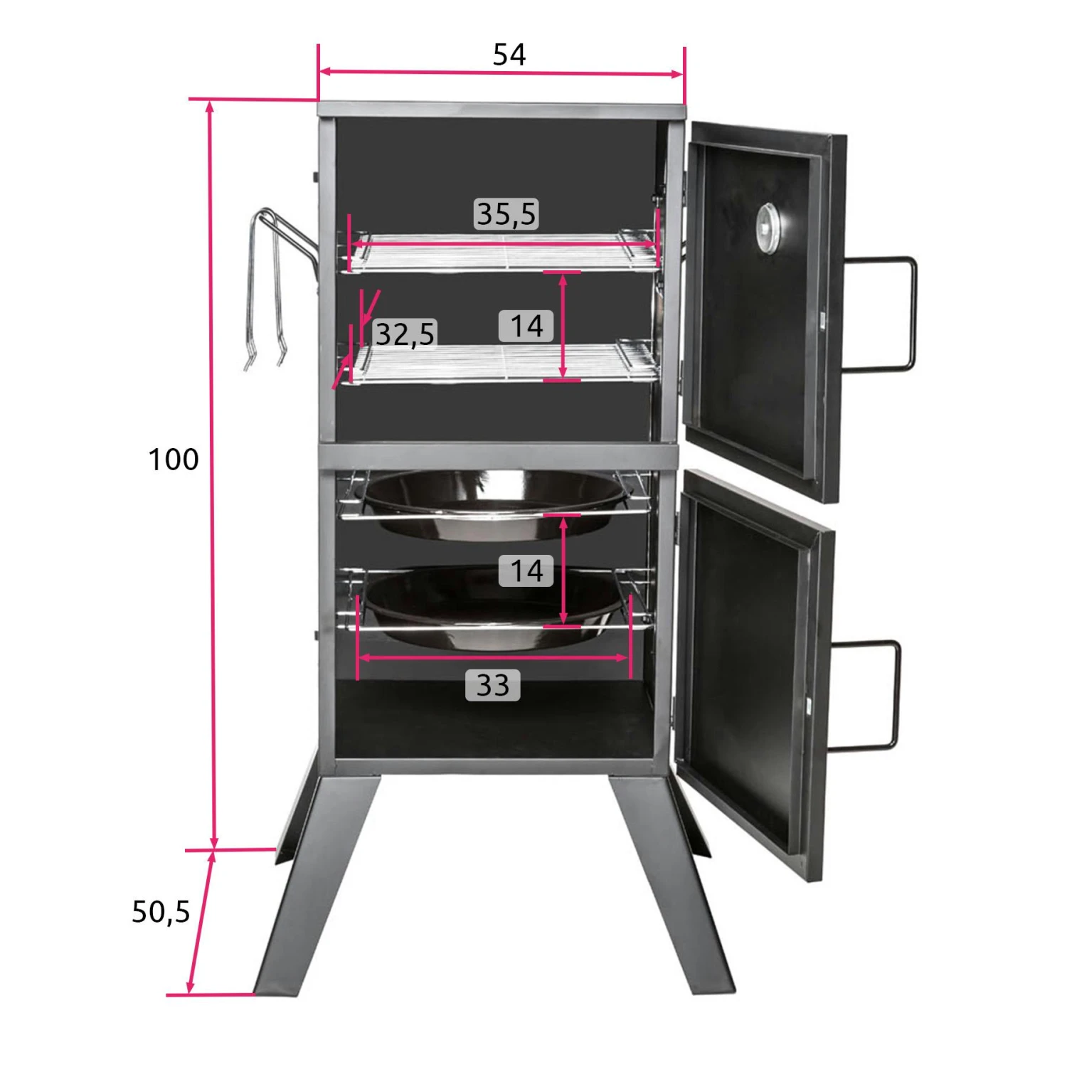 Tectake Räucherofen Mit Temperaturanzeige - Schwarz - 401412 6 Tectake Räucherofen Mit Temperaturanzeige - Schwarz - 401412 – Bild 6
