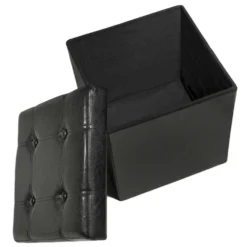 Tectake Faltbarer Sitzwürfel Aus Kunstleder Mit Stauraum 38x38x38cm - Schwarz - 401472 -Tectake c9c38338 1af9 455b 8c0f 1063626d6f0c