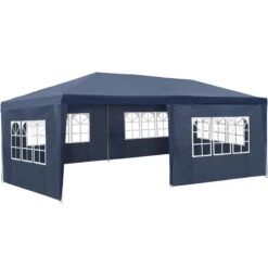 Tectake Garten Pavillon 6x3m Mit 5 Seitenteilen - Blau - 402302
