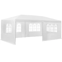Tectake Garten Pavillon 6x3m Mit 5 Seitenteilen - Weiß - 402301