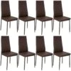 Tectake 8 Esszimmerstühle Kunstleder - Braun - 404119