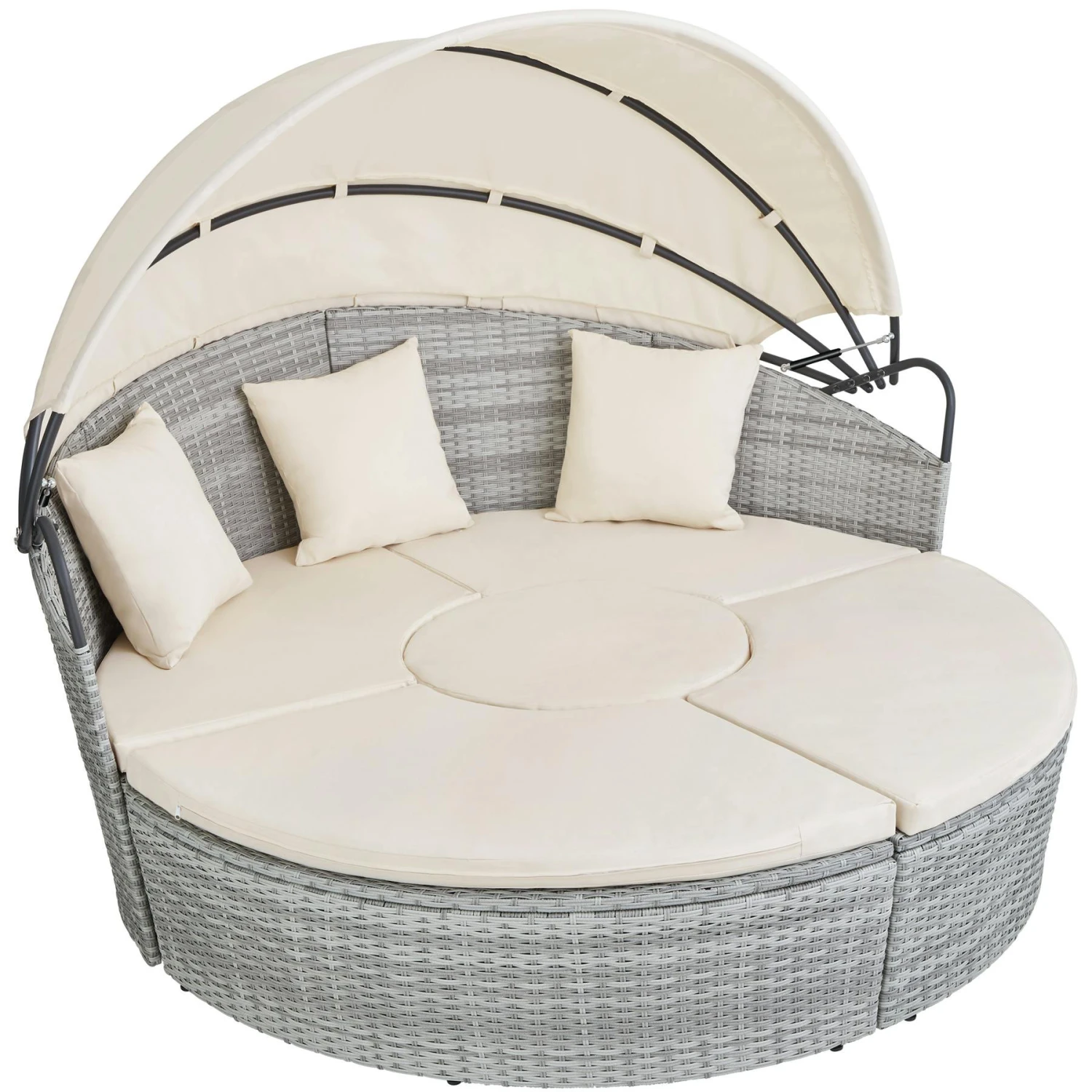 Tectake Sonneninsel Rattan Mit Aluminiumgestell Und Sonnendach - Schwarz - 403423 2 Tectake Sonneninsel Rattan Mit Aluminiumgestell Und Sonnendach - Schwarz - 403423 – Bild 2