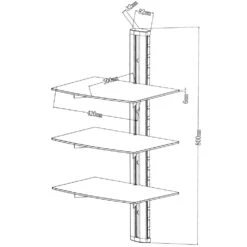 Tectake Wandregal Mit 3 Ablagen Für DVD-Player Und Receiver, 80x42x34cm - Schwarz - 400349 -Tectake ec7a3ae2 cf16 4be7 a3c5 c119f40a96d5