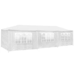 Tectake Garten Pavillon 9x3m Mit 8 Seitenteilen - Weiß - 400934