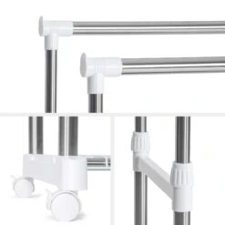 Tectake Kleiderständer Auf Rollen Ausziehbar 2 Stangen 84x42x170cm Mit Gitterablage - Grau - 401889 -Tectake f42bb121 8370 460e 9cf9 667837e6d1ce