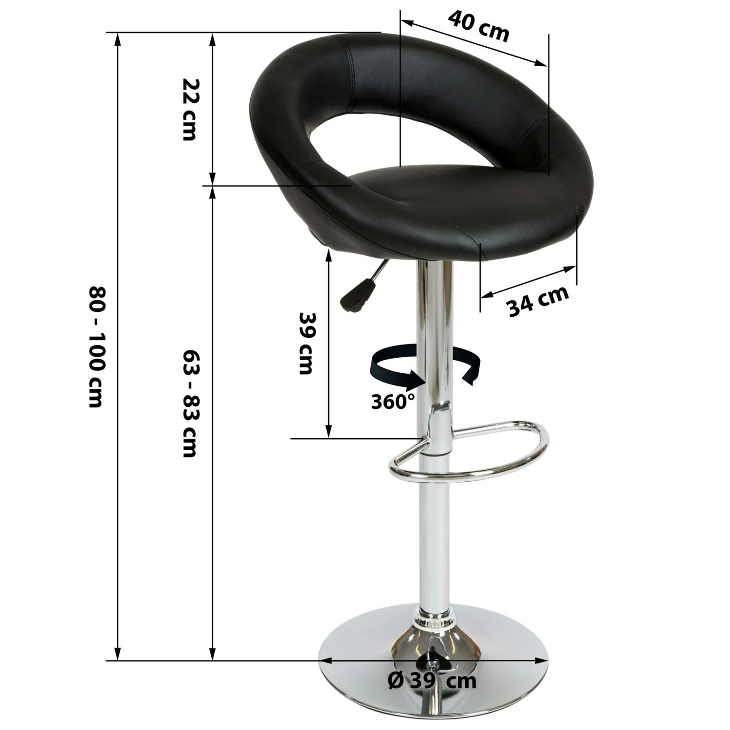 Tectake 2 Barhocker Christian Aus Kunstleder - Schwarz - 401560 6 Tectake 2 Barhocker Christian Aus Kunstleder - Schwarz - 401560 – Bild 6