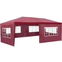 Tectake Garten Pavillon 6x3m Mit 5 Seitenteilen - Rot - 402305