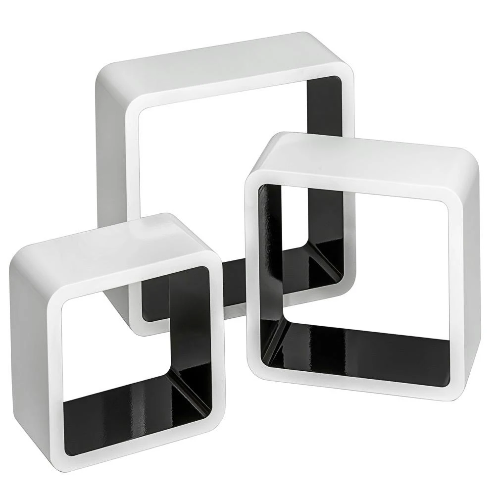 Tectake Würfel Wandregal Lena - Schwarz/weiß - 403182 1 Tectake Würfel Wandregal Lena - Schwarz/weiß - 403182