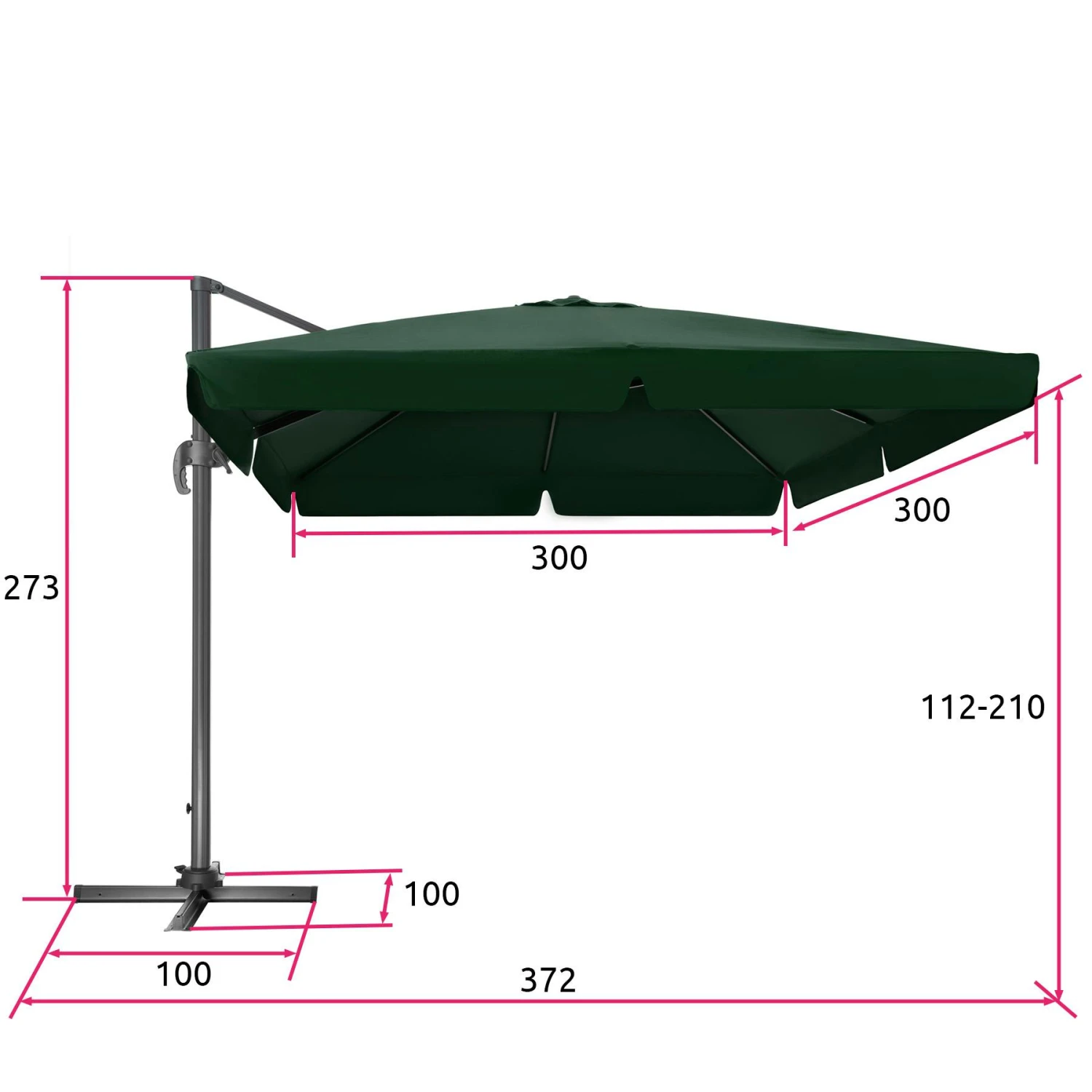 Tectake Sonnenschirm Ampelschirm 424cm Mit Fußpedal - Grün - 402995 6 Tectake Sonnenschirm Ampelschirm 424cm Mit Fußpedal - Grün - 402995 – Bild 6